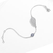Load image into Gallery viewer, Evil Eye with Angel Wings Silver Bracelet - Bracelet