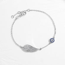 Load image into Gallery viewer, Evil Eye with Angel Wings Silver Bracelet - Bracelet