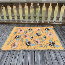 Load image into Gallery viewer, Evil Eye with Bees and Flowers Multipurpose Blanket, Wall Hanging, Sofa Cover, and More - Home Decor