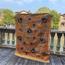 Load image into Gallery viewer, Evil Eye with Bees and Flowers Multipurpose Blanket, Wall Hanging, Sofa Cover, and More - Home Decor