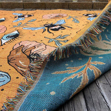 Load image into Gallery viewer, Evil Eye with Bees and Flowers Multipurpose Blanket, Wall Hanging, Sofa Cover, and More - Home Decor