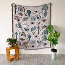 Load image into Gallery viewer, Evil Eye with Cacti and Crystals Multipurpose Blanket, Wall Hanging, Sofa Cover, and More - Home Decor
