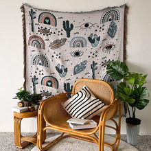 Load image into Gallery viewer, Evil Eye with Cacti and Crystals Multipurpose Blanket, Wall Hanging, Sofa Cover, and More - Home Decor