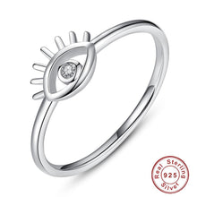 Load image into Gallery viewer, Evil Eye with Eye Lashes Silver Ring - Ring6