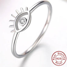 Load image into Gallery viewer, Evil Eye with Eye Lashes Silver Ring - Ring6