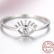 Load image into Gallery viewer, Evil Eye with Eye Lashes Silver Ring - Ring6