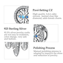 Load image into Gallery viewer, Evil Eye with Feathers Silver Pendant - Pendant