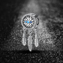 Load image into Gallery viewer, Evil Eye with Feathers Silver Pendant - Pendant