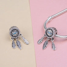 Load image into Gallery viewer, Evil Eye with Feathers Silver Pendant - Pendant