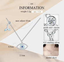 Load image into Gallery viewer, Evil Eye with Fish Tail Silver Necklace - Necklace