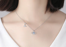 Load image into Gallery viewer, Evil Eye with Fish Tail Silver Necklace - Necklace