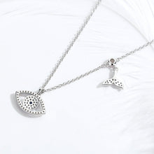 Load image into Gallery viewer, Evil Eye with Fish Tail Silver Necklace - Necklace