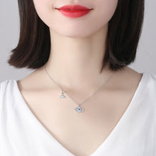 Load image into Gallery viewer, Evil Eye with Fish Tail Silver Necklace - Necklace