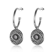 Load image into Gallery viewer, Evil Eye with Full Moon Silver Earrings - Earrings