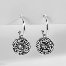 Load image into Gallery viewer, Evil Eye with Full Moon Silver Earrings - Earrings