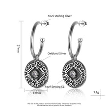 Load image into Gallery viewer, Evil Eye with Full Moon Silver Earrings - Earrings