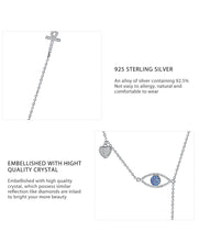 Load image into Gallery viewer, Evil Eye with Hearts and Holy Cross Silver Necklace - Necklace