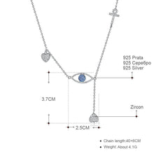 Load image into Gallery viewer, Evil Eye with Hearts and Holy Cross Silver Necklace - Necklace