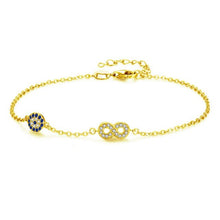 Load image into Gallery viewer, Evil Eye with Infinity Symbol Silver Bracelet - BraceletGold