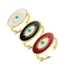 Load image into Gallery viewer, Evil Eye with Lashes Black Evil Eye Ring - RingRed