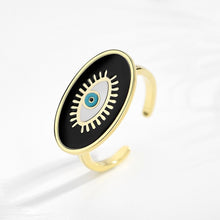 Load image into Gallery viewer, Evil Eye with Lashes Black Evil Eye Ring - RingBlack