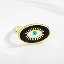 Load image into Gallery viewer, Evil Eye with Lashes Black Evil Eye Ring - RingBlack