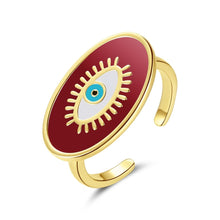 Load image into Gallery viewer, Evil Eye with Lashes Black Evil Eye Ring - RingRed