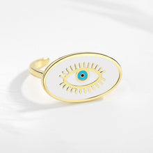 Load image into Gallery viewer, Evil Eye with Lashes White Evil Eye Ring - RingWhite