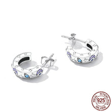 Load image into Gallery viewer, Evil Eye with Moon and Stars Silver Earrings - Earrings