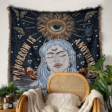 Load image into Gallery viewer, Evil Eye with Tomorrow is Another Day Text Multipurpose Blanket, Wall Hanging and More - Home Decor