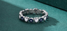 Load image into Gallery viewer, Evil Eyes and Hearts Silver Ring - Ring5