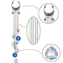 Load image into Gallery viewer, Evil Eyes with Cresent Moon Wall Hanging with Suncatcher Crystals - Wall Hanging