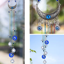 Load image into Gallery viewer, Evil Eyes with Cresent Moon Wall Hanging with Suncatcher Crystals - Wall Hanging
