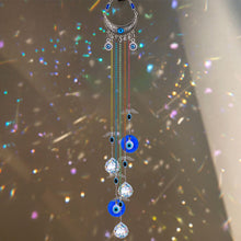 Load image into Gallery viewer, Evil Eyes with Cresent Moon Wall Hanging with Suncatcher Crystals - Wall Hanging