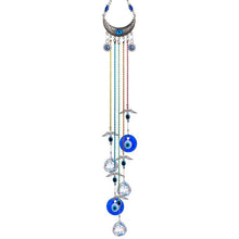 Load image into Gallery viewer, Evil Eyes with Cresent Moon Wall Hanging with Suncatcher Crystals - Wall Hanging
