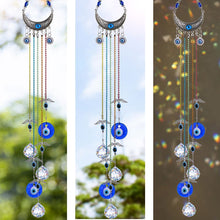 Load image into Gallery viewer, Evil Eyes with Cresent Moon Wall Hanging with Suncatcher Crystals - Wall Hanging