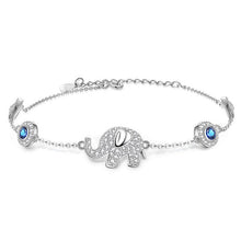 Load image into Gallery viewer, Evil Eyes with Elephants Silver Bracelet - BraceletSilver