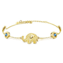 Load image into Gallery viewer, Evil Eyes with Elephants Silver Bracelet - BraceletGold