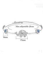 Load image into Gallery viewer, Evil Eyes with Elephants Silver Bracelet - BraceletRose Gold