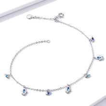 Load image into Gallery viewer, Evil Eyes with Hamsa Hands Silver Anklet - Anklet
