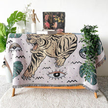 Load image into Gallery viewer, Evil Eyes with Winged Tiger Multipurpose Blanket, Wall Hanging, Sofa Cover, and More - Home Decor