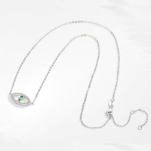 Load image into Gallery viewer, Eye Shaped Blue and White Stone Evil Eye Silver Necklaces - NecklaceMultiple Dark Blue Stones