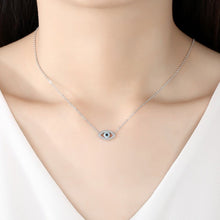 Load image into Gallery viewer, Eye Shaped Blue and White Stone Evil Eye Silver Necklaces - NecklaceMultiple Dark Blue Stones