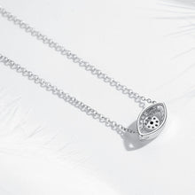 Load image into Gallery viewer, Eye Shaped Blue and White Stone Evil Eye Silver Necklaces - NecklaceMultiple Dark Blue Stones