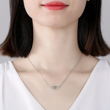 Load image into Gallery viewer, Eye Shaped Blue and White Stone Evil Eye Silver Necklaces - NecklaceMultiple Dark Blue Stones