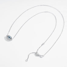 Load image into Gallery viewer, Eye Shaped Blue and White Stone Evil Eye Silver Necklaces - NecklaceMultiple Dark Blue Stones