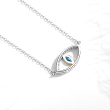 Load image into Gallery viewer, Eye Shaped Blue and White Stone Evil Eye Silver Necklaces - NecklaceMultiple Dark Blue Stones