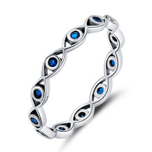 Load image into Gallery viewer, Eye Shaped Evil Eye Finger Wrap Ring - Ring6Dark Blue