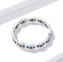 Load image into Gallery viewer, Eye Shaped Evil Eye Finger Wrap Ring - Ring6Dark Blue