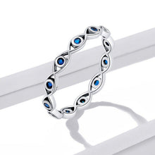 Load image into Gallery viewer, Eye Shaped Evil Eye Finger Wrap Ring - Ring6Dark Blue